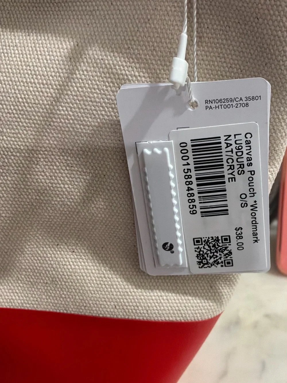 lululemon athletica Canvas Wordmark Pouch - Natural/Cherry Ember